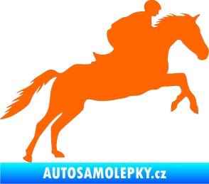 Samolepka Kůň 019 pravá jezdec v sedle Fluorescentní oranžová