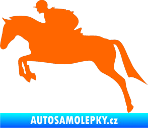 Samolepka Kůň 020 levá skok s jezdcem Fluorescentní oranžová