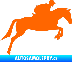 Samolepka Kůň 020 pravá skok s jezdcem Fluorescentní oranžová