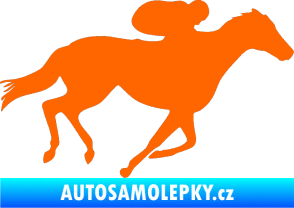 Samolepka Kůň 027 pravá závodí s jezdcem Fluorescentní oranžová