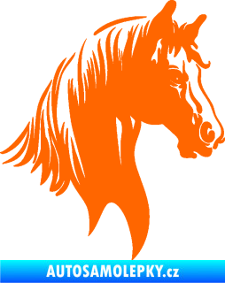 Samolepka Kůň 066 pravá hlava s hřívou Fluorescentní oranžová