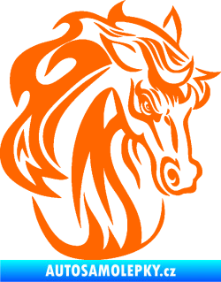 Samolepka Kůň 069 pravá hlava s hřívou Fluorescentní oranžová
