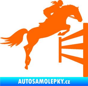 Samolepka Kůň 080 pravá skok přes překážku Fluorescentní oranžová
