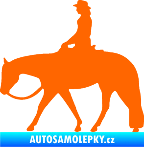Samolepka Kůň 082 levá kovbojka na koni Fluorescentní oranžová