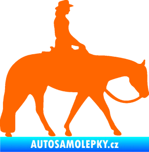 Samolepka Kůň 082 pravá kovbojka na koni Fluorescentní oranžová
