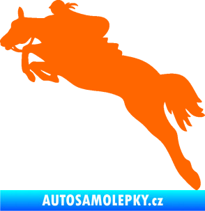 Samolepka Kůň 084 levá s jezdkyní Fluorescentní oranžová