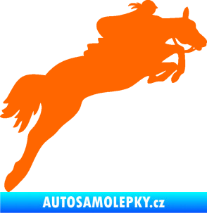 Samolepka Kůň 084 pravá s jezdkyní Fluorescentní oranžová