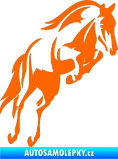 Samolepka Kůň 099 pravá ve skoku na zadních Fluorescentní oranžová