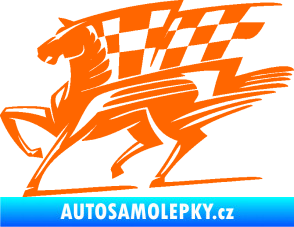 Samolepka Kůň racing 001 levá se šachovnicí Fluorescentní oranžová