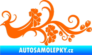 Samolepka Květina dekor 014 levá páv Fluorescentní oranžová