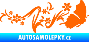 Samolepka Květina dekor 028 pravá s motýlkem Fluorescentní oranžová