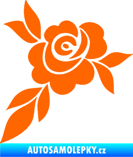 Samolepka Květina dekor 043 levá  květ růže s listy Fluorescentní oranžová