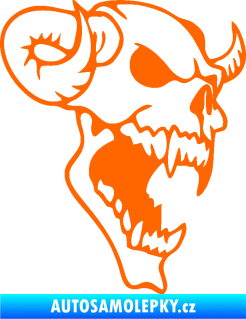 Samolepka Lebka 007 pravá ďábel Fluorescentní oranžová