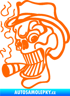 Samolepka Lebka 020 levá crazy s cigaretou Fluorescentní oranžová