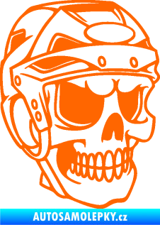 Samolepka Lebka 023 pravá hokejista Fluorescentní oranžová