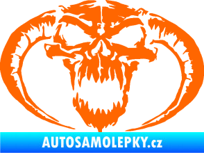 Samolepka Lebka 027 pravá se zahnutými rohy Fluorescentní oranžová