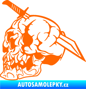 Samolepka Lebka 031 levá probodnutá nožem Fluorescentní oranžová
