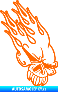 Samolepka Lebka 041 pravá v plamenech Fluorescentní oranžová