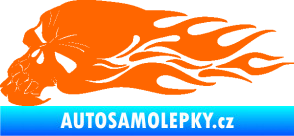 Samolepka Lebka 050 levá v plamenech Fluorescentní oranžová