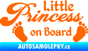 Samolepka Little princess on board 002 nápis s nožičkami Fluorescentní oranžová
