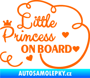 Samolepka Little princess on board nápis Fluorescentní oranžová