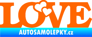 Samolepka Love 001 nápis se srdíčky Fluorescentní oranžová