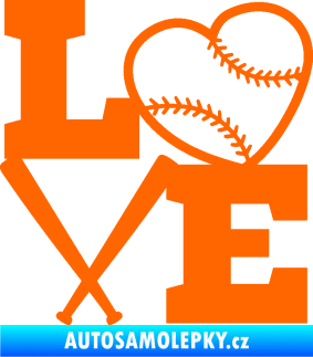 Samolepka Love baseball Fluorescentní oranžová