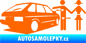 Samolepka Love car love girl levá Fluorescentní oranžová