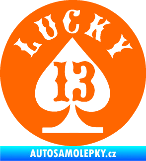 Samolepka Lucky 13 šťastná třináctka Fluorescentní oranžová