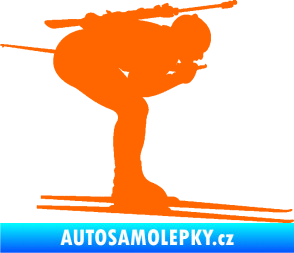 Samolepka Lyžař 028 pravá - biatlon Fluorescentní oranžová