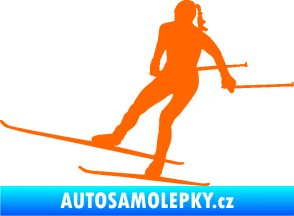 Samolepka Lyžařka 001 levá běh na lyžích Fluorescentní oranžová