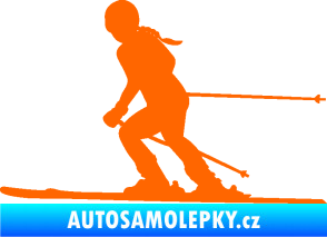 Samolepka Lyžařka 002 levá sjezd Fluorescentní oranžová