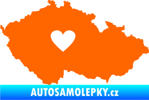 Samolepka Mapa České republiky 002 srdce Fluorescentní oranžová