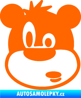 Samolepka Medvěd 003 levá kreslená hlava Fluorescentní oranžová