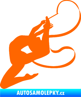 Samolepka Moderní gymnastika 001 levá gymnastka se stuhou Fluorescentní oranžová