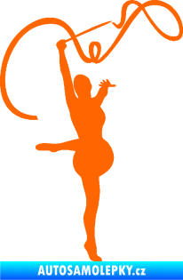 Samolepka Moderní gymnastika 003 pravá gymnastka se stuhou Fluorescentní oranžová