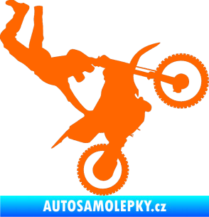 Samolepka Motorka 008 pravá motokros freestyle Fluorescentní oranžová