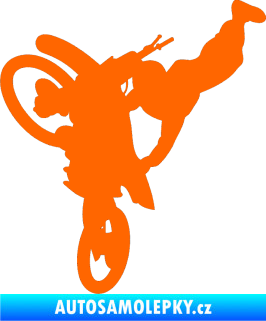 Samolepka Motorka 032 levá motokros freestyle Fluorescentní oranžová