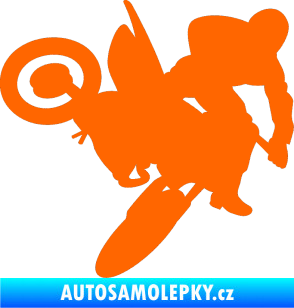 Samolepka Motorka 033 pravá motokros Fluorescentní oranžová