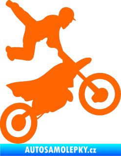 Samolepka Motorka 036 pravá motokros freestyle Fluorescentní oranžová