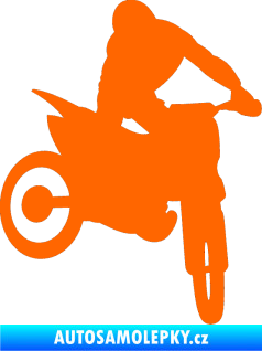 Samolepka Motorka 037 pravá motokros Fluorescentní oranžová