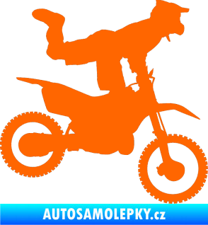 Samolepka Motorka 038 pravá motokros freestyle Fluorescentní oranžová