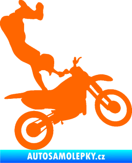Samolepka Motorka 047 pravá motokros freestyle Fluorescentní oranžová