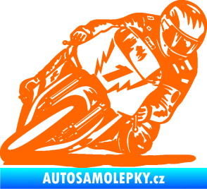 Samolepka Motorka 051 pravá Fluorescentní oranžová