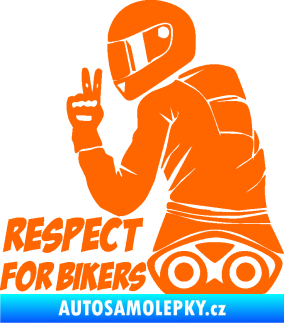 Samolepka Motorkář 003 levá respect for bikers nápis Fluorescentní oranžová
