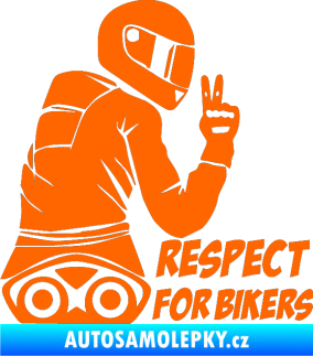Samolepka Motorkář 003 pravá respect for bikers nápis Fluorescentní oranžová