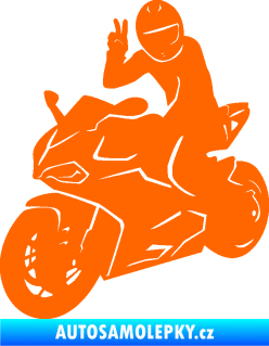Samolepka Motorkář 006 levá Fluorescentní oranžová