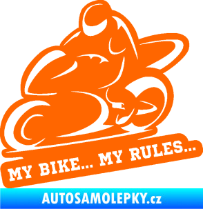 Samolepka Motorkář 012 levá s textem Fluorescentní oranžová