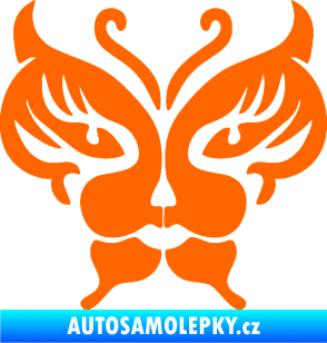 Samolepka Motýl 016 kočičí obličej Fluorescentní oranžová