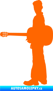 Samolepka Music 003 levá hráč na kytaru Fluorescentní oranžová